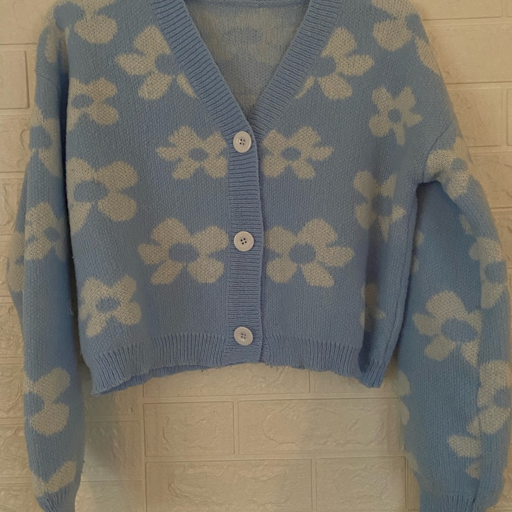 Blue and white size medium sweater